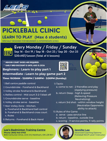 Pickleball group lesson Markham September 14th to October 25th,2026